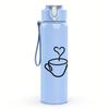 1PC Three Coffee Cup Heart Outline 750ml Color Plastic Sports Water Bottle Leakproof Flip Straw Lid Suitable for Sports Office Home Use