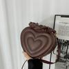 Luxury Quilted Handle Women PU Leather Shoulder Bag Fashion Heart Solid Color Crossbody Bag