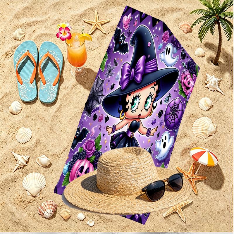 Betty Boop Print Beach Towel, Versatile Lightweight Absorbent Beach Towel for Pool Surf Yoga Bathroom, Perfect Birthday Holiday Gift