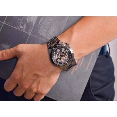 BULOVA 98A179 Klasické Automatické Gunmetal Skeleton Ciferník Automatické Pánske Hodinky
