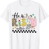 He Is Risen Christian Easter Rabbit Happy Women Girls T Shirt