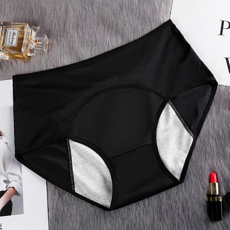Leak-Proof Women s Menstrual Underwear Mid-High Waist Sanitary Pants Large Size M чёрный