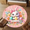 1pc Easter Bunny Round Chair mat Area Rug - Non-Slip, Floor Mat for Office, Bedroom, home decor Christmas Gift p0811043