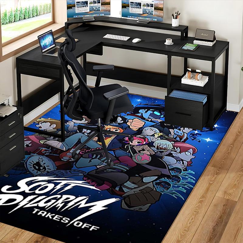 1pc Scott Pilgrim Anime Cartoon Design Office Chair Mat Non-Slip Carpet for Home Decor, Living Room, Bedroom, Game Room - Perfect Gift Idea.Y065