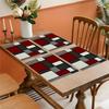 6 Piece Linen Insulated Dinning Mat Plaid Pattern Dinning Table Mat  Festive