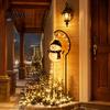 Wasserdichte LED-Rasenornamente Solar-Schneemann Gartenspießlicht, Fließendes Wasserfall-Lichterkette mit Weihnachtslandschaftsbeleuchtung für Hof Stern