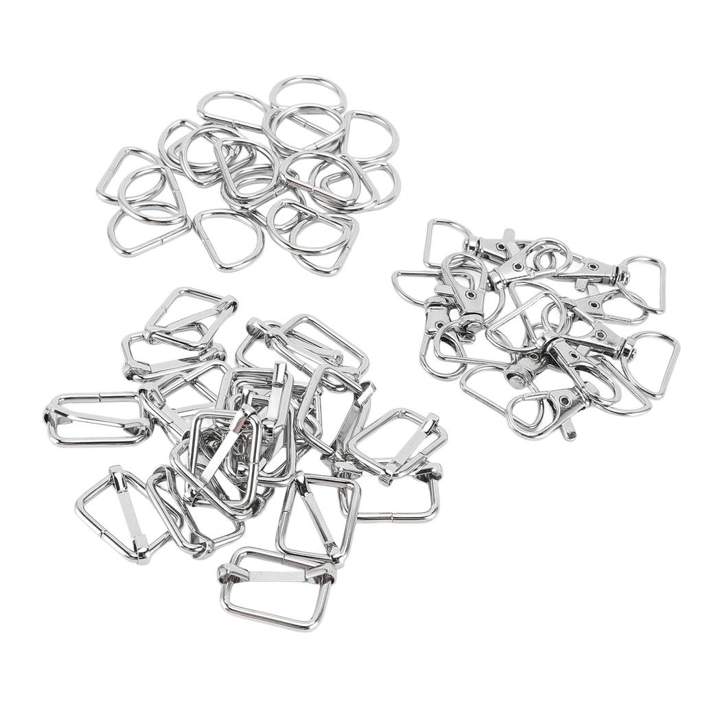 50 Buc Kit Breloc cu Inel de Chei din Aliaj de Zinc, Set Inel de Chei, Cârlig Pivotant Tip Homar cu Inel D, Cataramă Glisantă