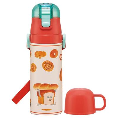 Skater Edelstahl Wasser Direkttrinkbecher Trink Leicht und Brot Thermisch Kaltwasser Sportflasche für Wasser Kinderflasche, 2-Wege,