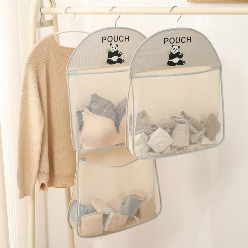 Large Capacity Storage Net, Dormitory Wardrobe, Socks Underwear Hanging Bag, Multilayer Breathable Mesh Pocket Door Storage Bags