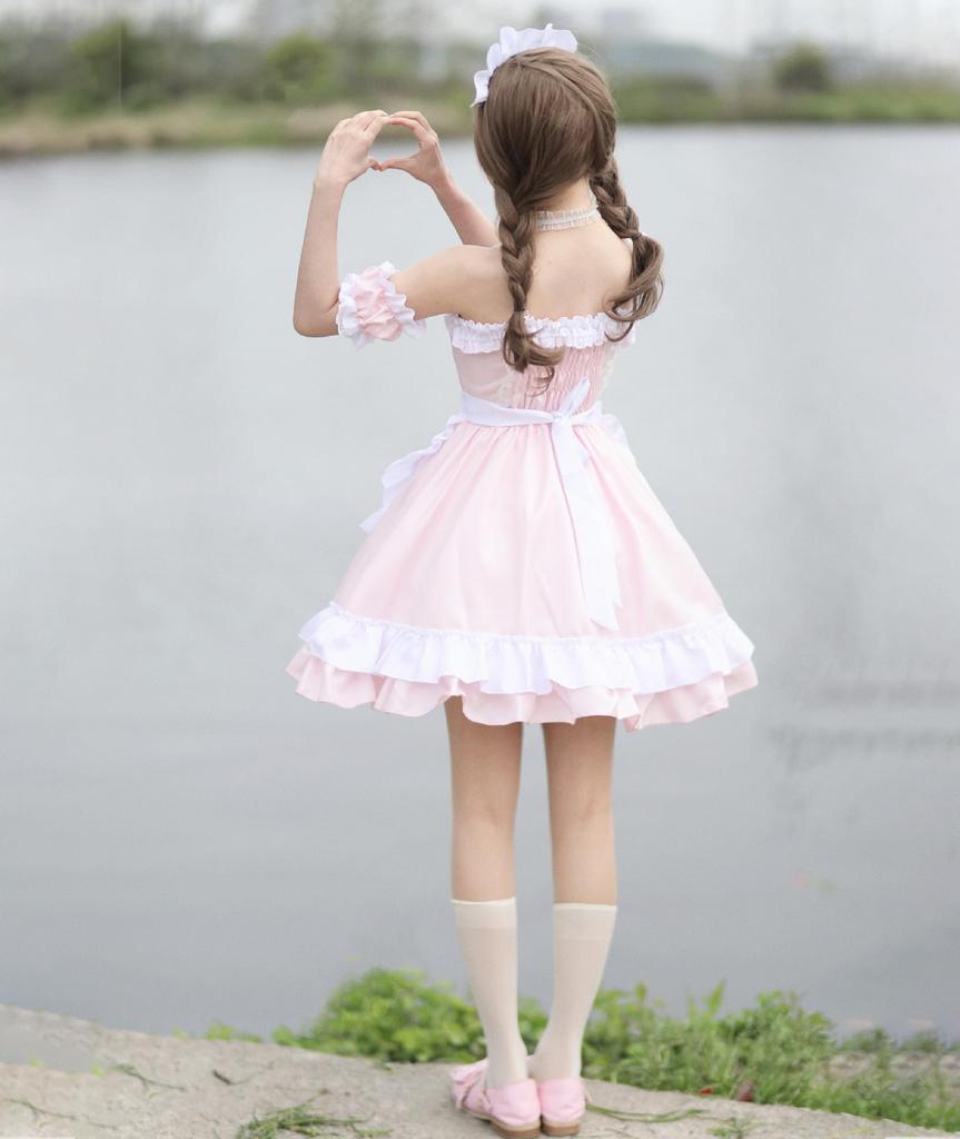 YZZYQQ British-style Maid Dress, Gothic Lolita, Halloween Costume, Cute, Lolita Maid Outfit, Moe, Halloween Costume, Cosplay, Party, Adult, Crossdress