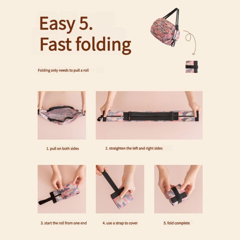 Reusable Shopping Bag Large Capacity Nylon Bag With Quick Foldable Designs for Portability