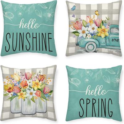 Spring and Summer Flowers, Floral Art, Linen Pillowcases, Car Sofas, Waist Pillows, Cushions