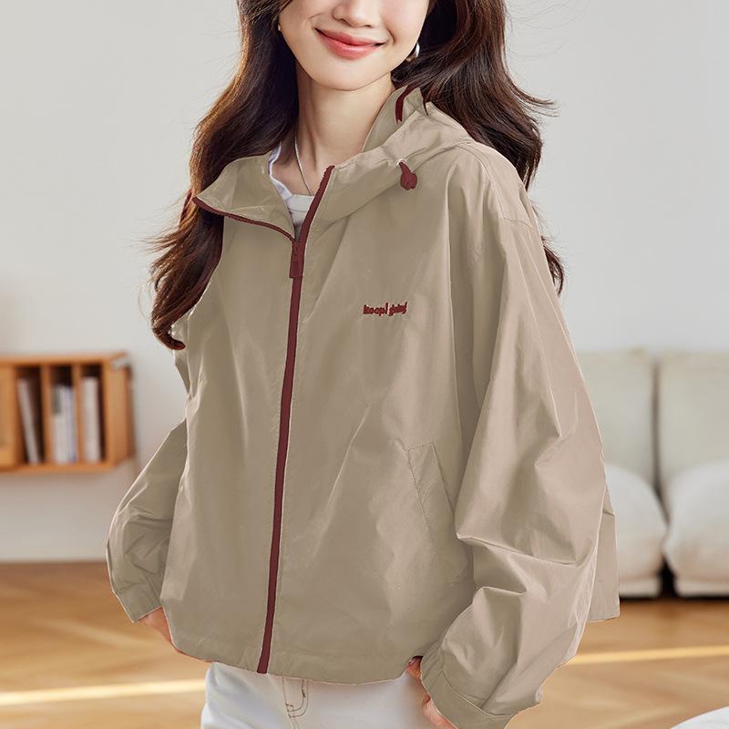 

Красная куртка с капюшоном для женщин на весну и осень Новые топы для улицы Повседневная маленькая куртка XXL