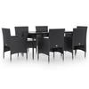 VidaXL Ensemble à manger de jardin avec coussins 7 pcs Noir, ensemble de salle à manger d'extérieur, table et chaise de 3156617