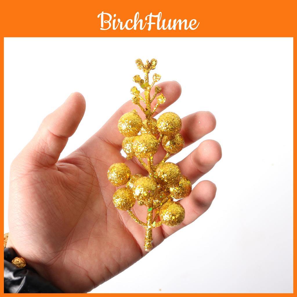 Stunning 15 Glittering Gold Berry Ornaments For Christmas Tree Diy Decor Accessories