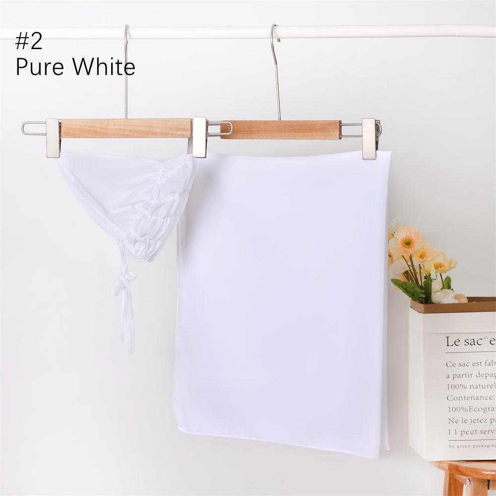 

2 Piece Set High Quality Pearl Chiffon Scarf With Spandex Inner Cap Hijab Solid Color Woman Chiffon Headscarf Matching Undercap