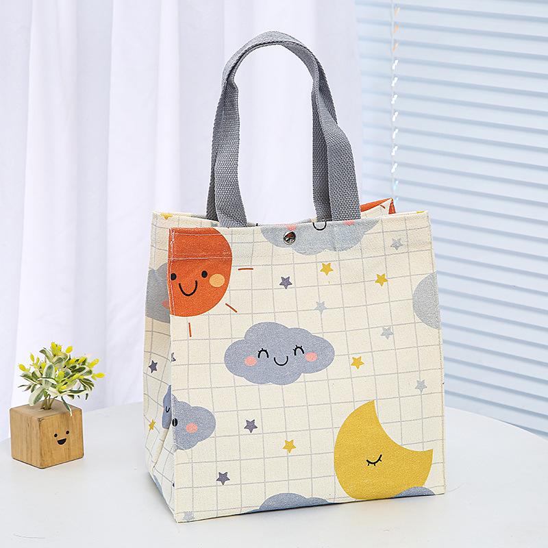 

2023 Оригинальная мультяшная холщовая сумка: Компактная летняя сумка для мам и ланч-бокс для студентов