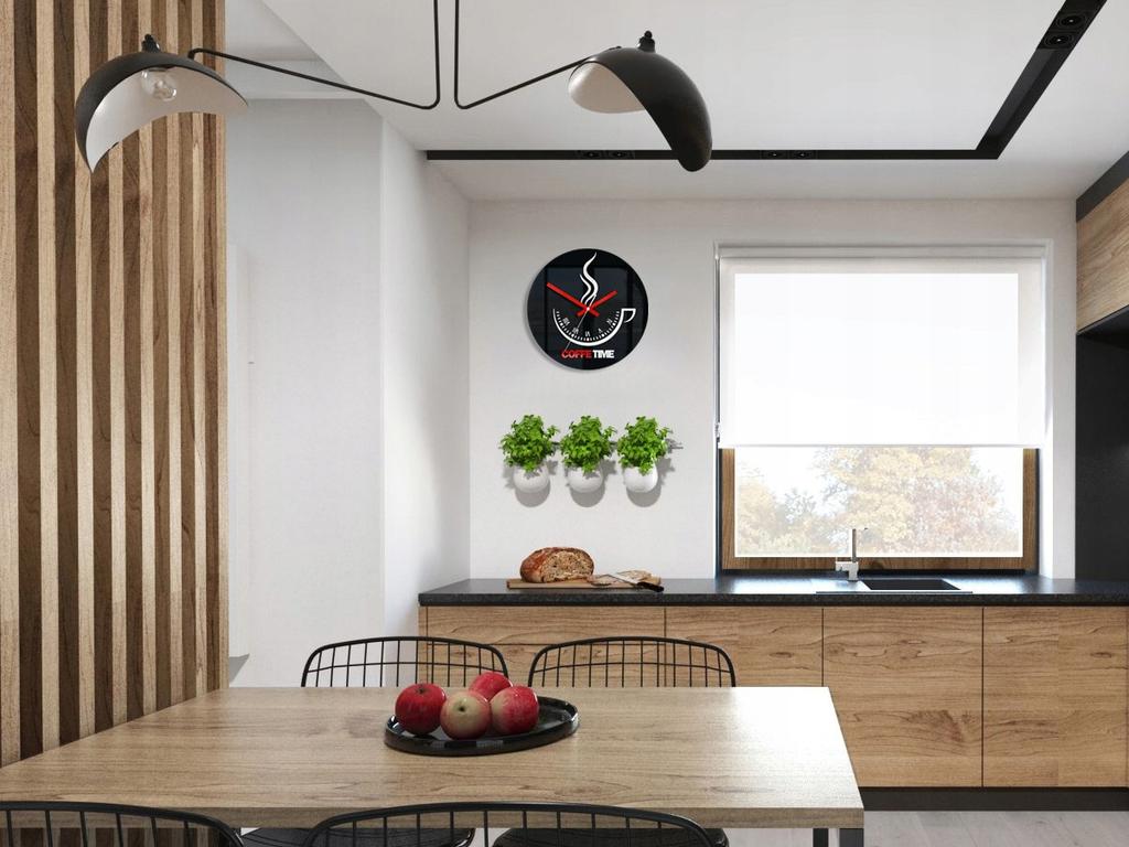 COFFEE TIME II BLACK WALL CLOCK