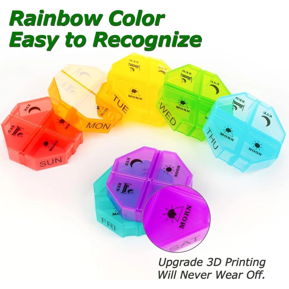 Portable Travel Weekly Pill Organizer Box Case 4 Times A Day 28 Extra Large Compartments Organizer Container for Vitamin Fishoil