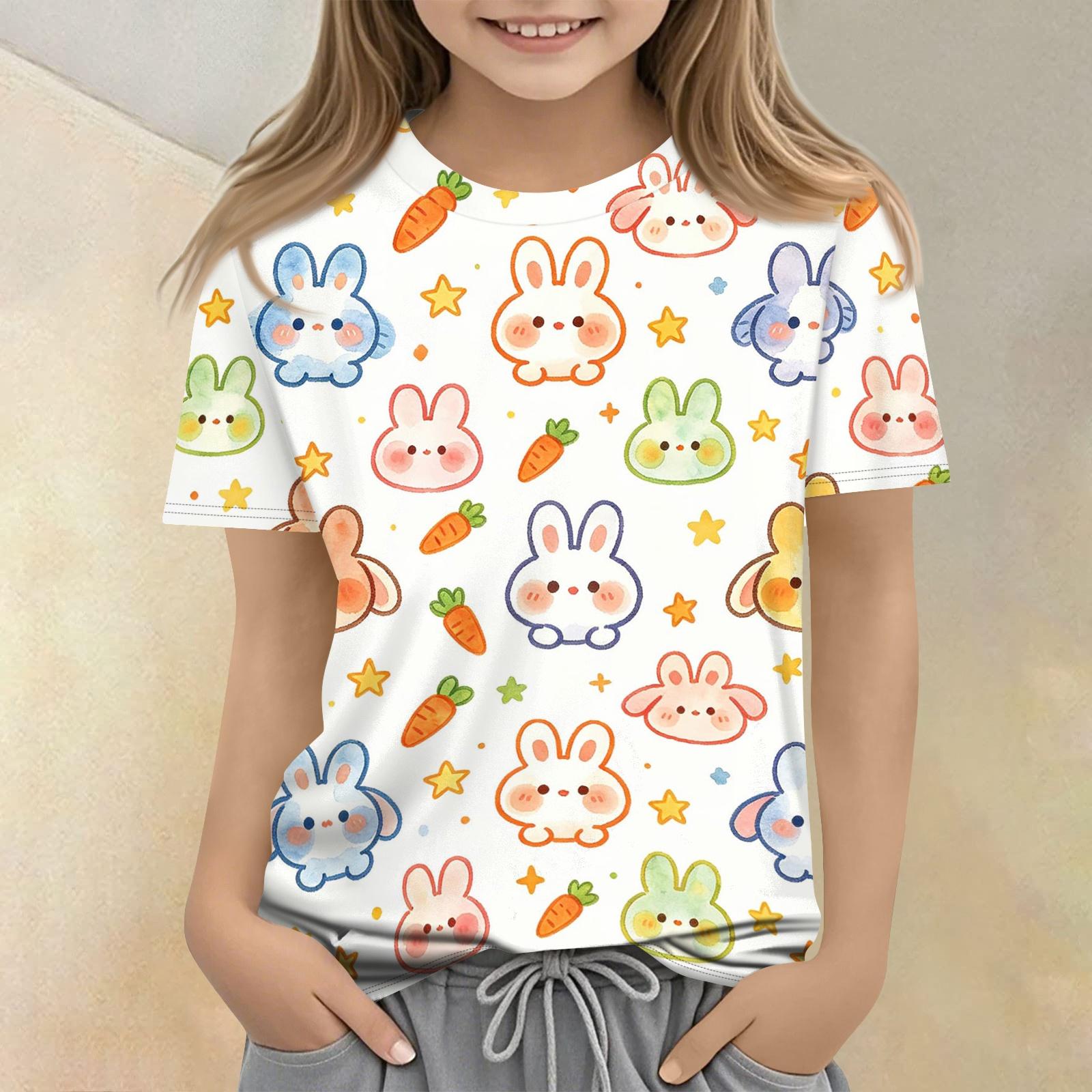 

Kids Animal Print Crew Neck Short Sleeve Casual Loose Fit T Shirt Comfortable Lightweight Soft Fabric Suitable for Everyday Wear 100 бежевый