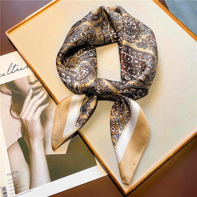 2026 New Paisley Print Small Square Scarf Soft Satin Silk-like Thin Neck Scarf Mature Style Sunscreen Headscarf For Women