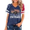 Women V Neck Short Sleeve Pullover T Shirt Casual Top with Graphic Print for Independence Day Celebration 1776 To 2026 Commemorative Design