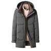Daqiumen Men's 2025 Winter Mid-Length Hooded Down Jacket