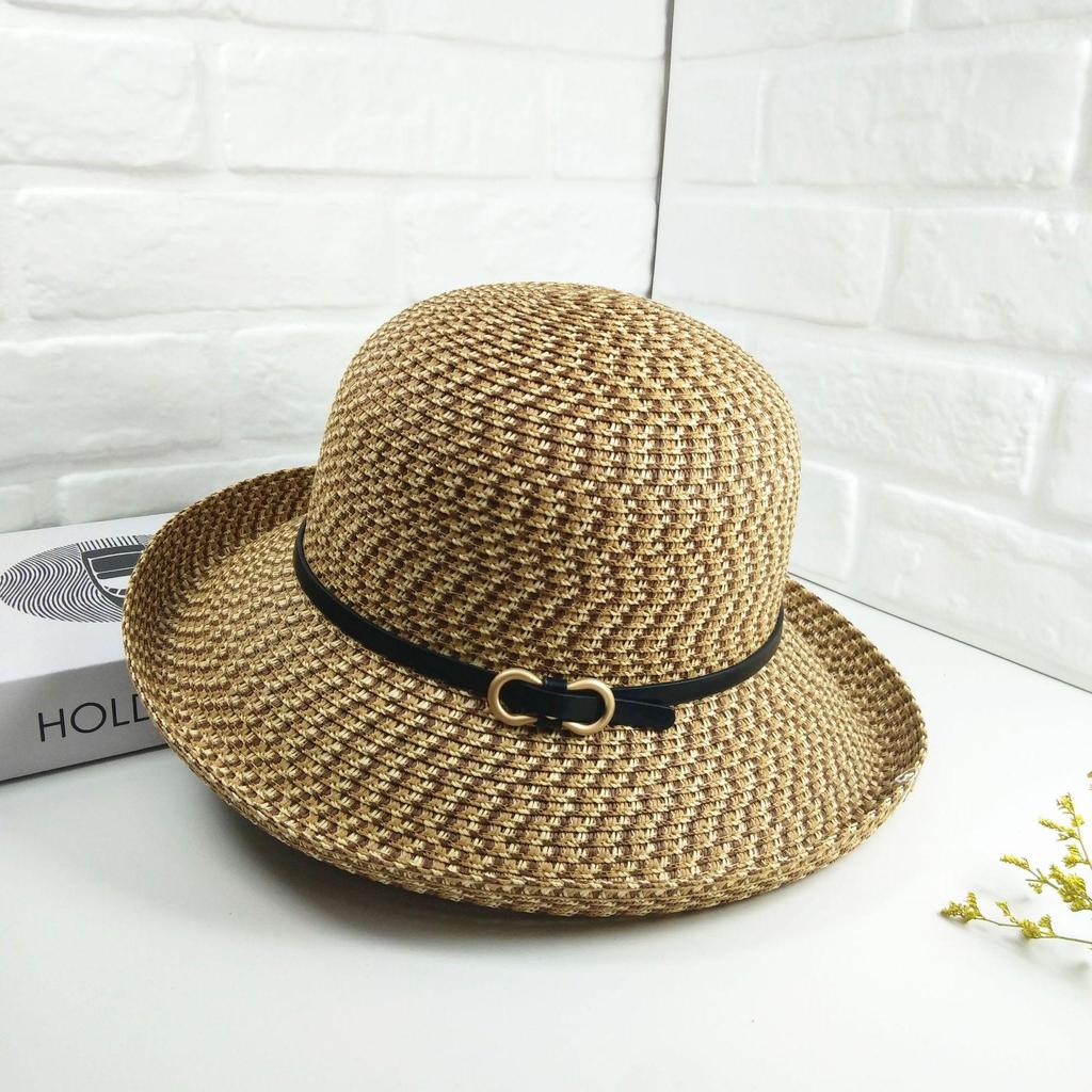 2025 Spring/Summer Women's Versatile Straw Sun Hat with Buckle - Stylish and Sun-Protective