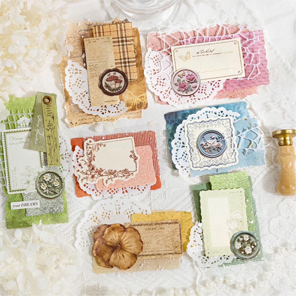 100pcs/bag Material Paper Post Office Series Retro Flower Butterfly Material Paper Multiple Scenarios DIY Notes Album Decoration