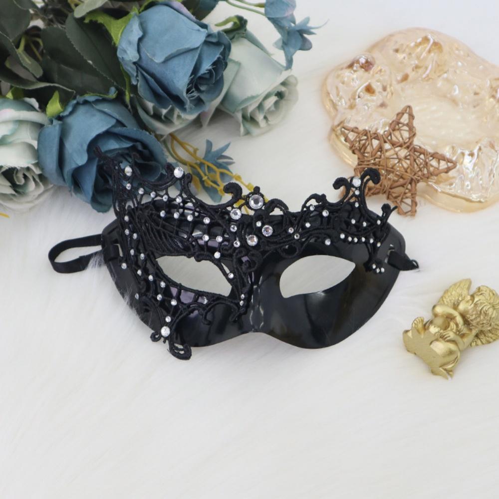 Women Rhinestone Half-Face Mask Metal Hollow Lace Party Mask Masquerade Ball Party Eye Cover Cosplay Prom Costume Props Masks