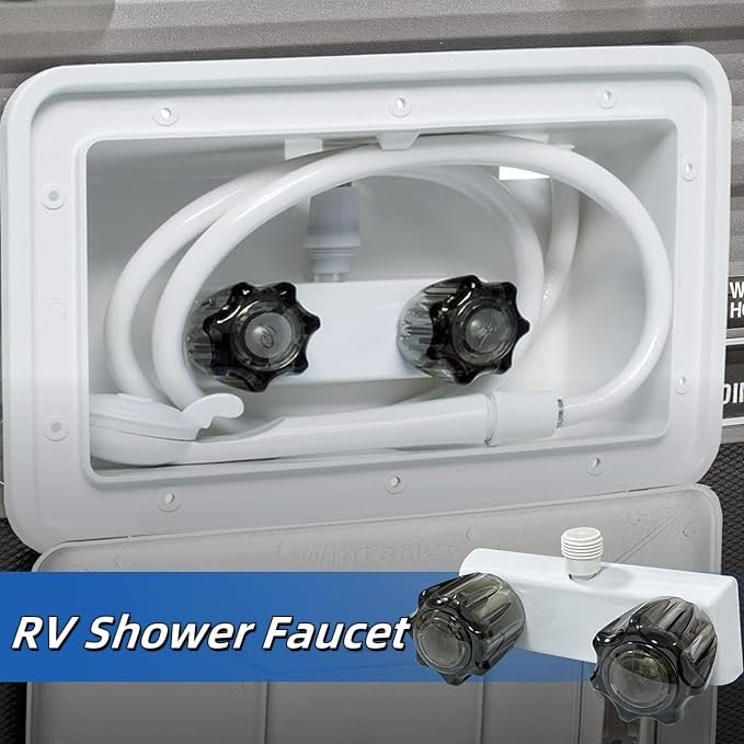 RV Shower Faucet 4 Inch Dual Knob Mixer Tap Black for Camper Bathroom