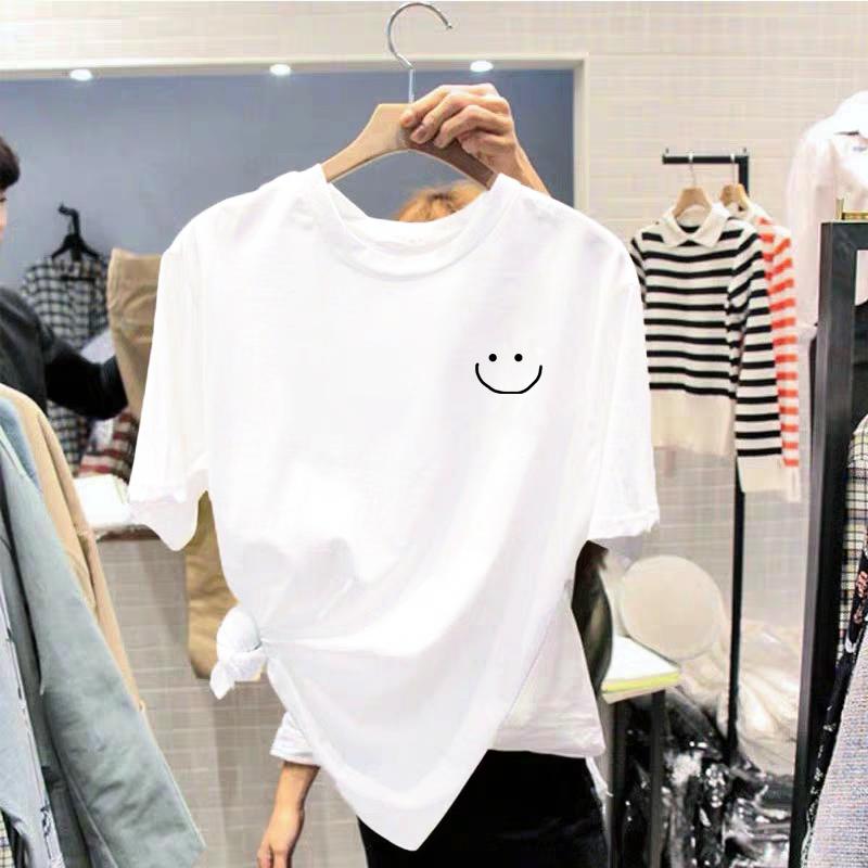 Cotton Unisex T Shirt for Women Korean Fashion Loose Teen Oversized Plus Size Tops on Sale Printed Graphic OS
