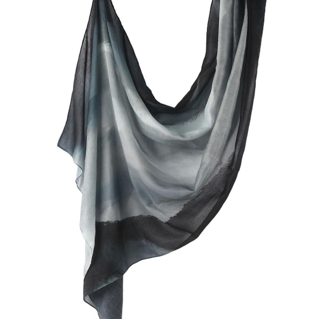"Ethnic Watercolor Modal Cotton Shawl Satin Print Scarf for Women"