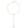 18K Gold-Plated Y-Shaped Tassel Necklace with Ultra-Shiny Zircon and Lucky Flower Design