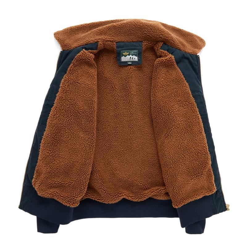 Herren Plus Samt Lammwollmantel: Lockere Fliegerjacke für Jugendliche, Baumwoll-Oberbekleidung für Herbst und Winter.