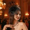 Luxury Small Top Hat Headband Elegant Wedding Head Hoop Exquisite Feathers Mesh Headband Women