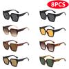8pcs Cateye Sunglasses Sets Women Luxury Minimalist Leopard Pattern Design Retro Polygonal Eyeglasses UV400 Unisex