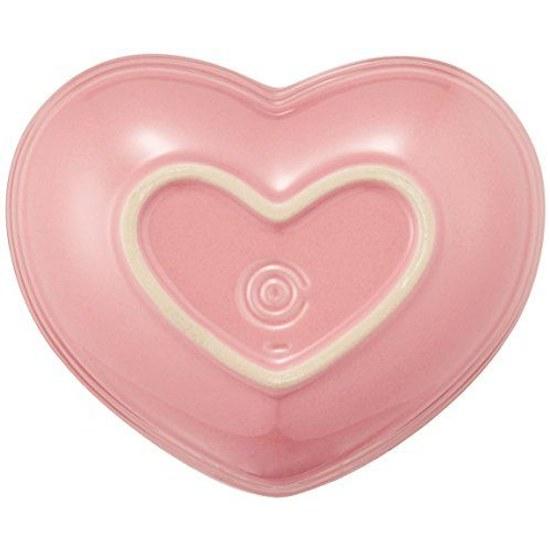 Le Creuset Deep Plate Heart Dish (S) Rose Quartz White Luster Heat Resistant Cold Microwave Oven Compatible Set 2 Wedding Celebration Anniversary Gift