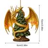 Christmas Ornaments Dragon and Christmas Tree Decor Hangable Holiday Ornament for Living Room Study Office Mantel Wall Staircase