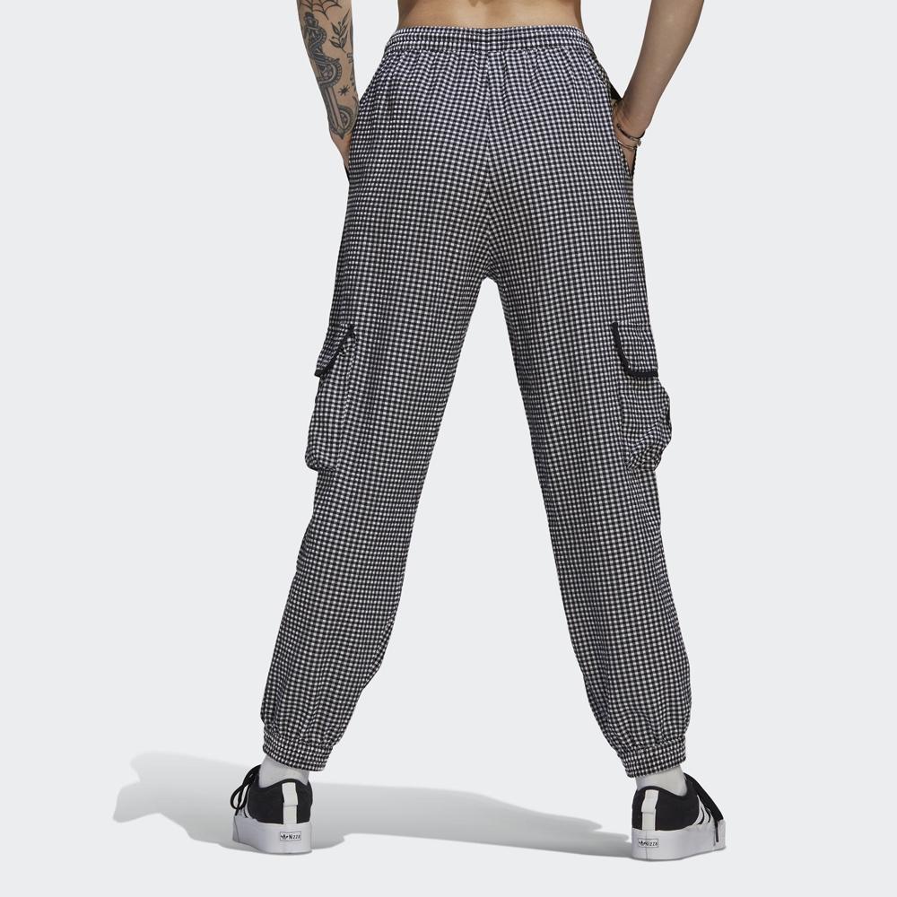 Adidas Originals Checkered Logo Embroidered Big Pocket Cuffed Sports Pants Women Bottoms Black HB9456