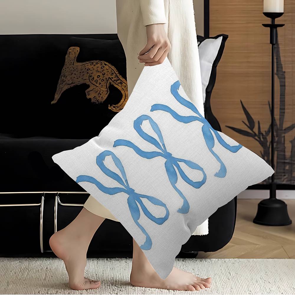 Simple INS Blue Bow Stitch Lucky Dragon Pillow Cover Sofa Cushion Cover Home Room Decoration Children Gift