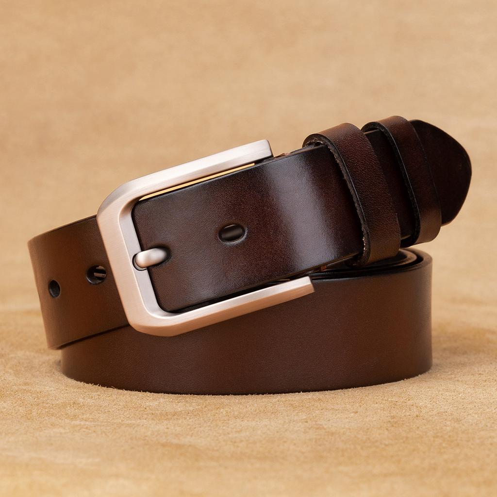Belt Men'S First Layer Cowhide Leather Versatile Whole Tree Paste Leather Pin Buckle Belt Middle-Aged And Young Casual Pants Belt