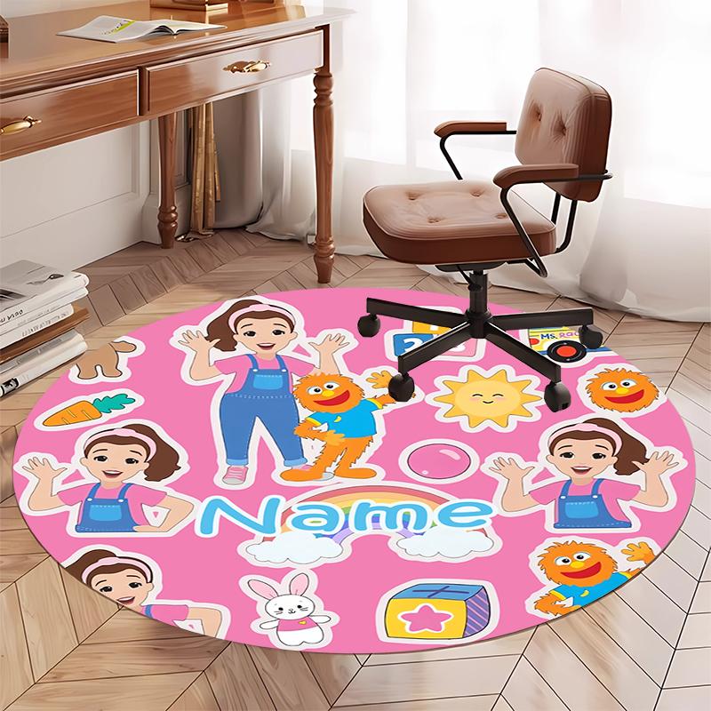 Custom Name Ms. Rachel Printed Round Rug Carpet Chair Rug Area Rug Entryway Doormats,for Office Chair Living Room Bedroom Kitchen Room.
