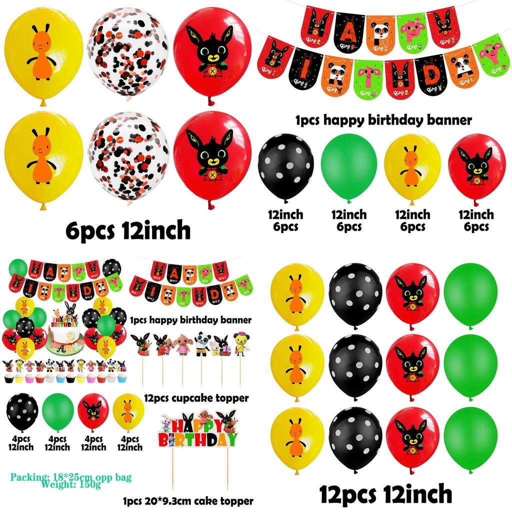 Colorful Bing Bunny Birthday Party Supplies Decor Featuring Happy Balloon Banner And Cupcake Topper