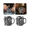 (V8)Personalized Stainless Steel Mug Engine Design Punk-Style Drinking Cup Double-Wall Insulated Cup for Car Enthusiasts