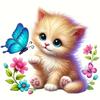 QT2124#15cm Cute Kitten & Blue Butterfly Car Sticker, Suitable for Laptop, Car, Truck, Van, SUV, Motorcycle,Bumper, Window