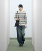 IRONYPORNO WHITELINE 86-Iroj368 Classic Small Stripe Long Sleeve Knit Beige