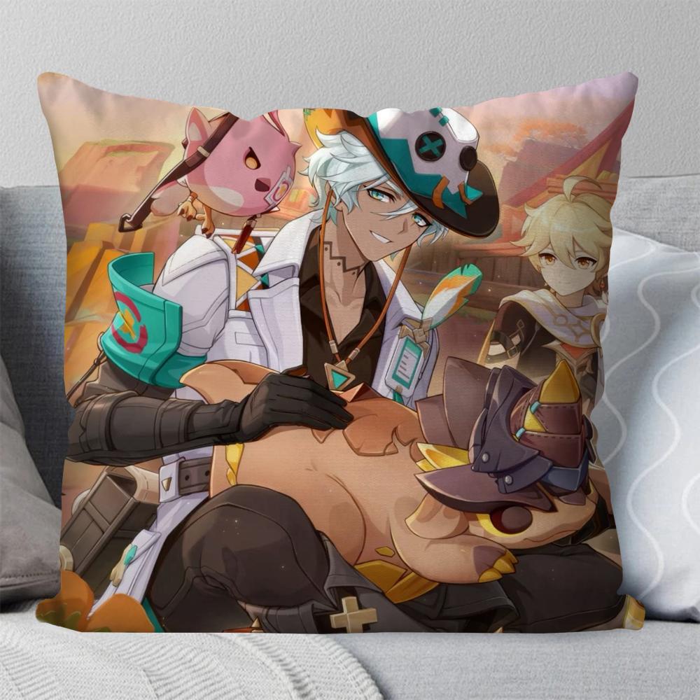 

Ifa Anime Game Genshin Impact Pillow Case Square Pillow Bedroom Sofa Leisure ComfortCushionCar Living Room Home Decoration 40X40 12x12Inch