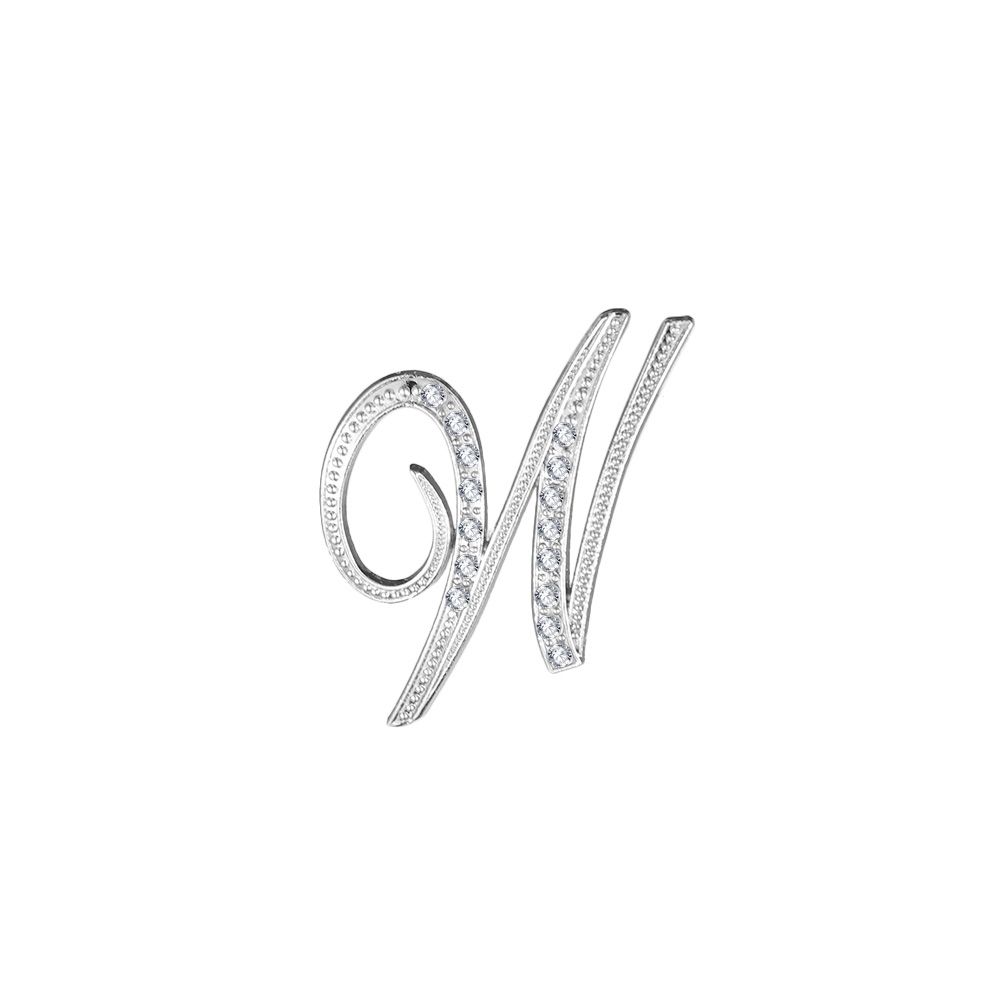 

Suit Collar Accessories Rhinestone Clip Initial Lapel Pin Crystal Letter Brooch 26 English Letters W