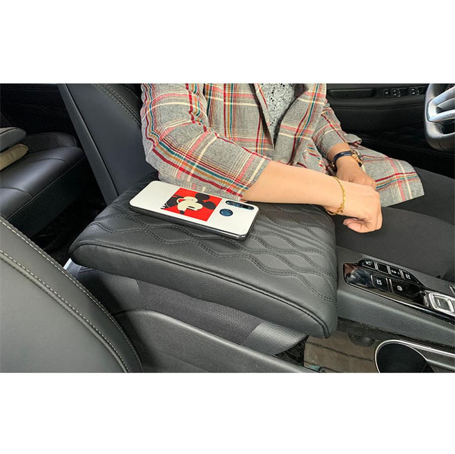 Gray Car Center Console Armrest Box Pad Cover PU Leather Cushion Mat Universal